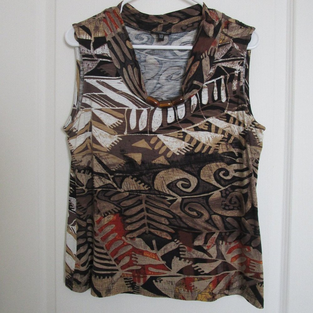 printed tank top with beads
